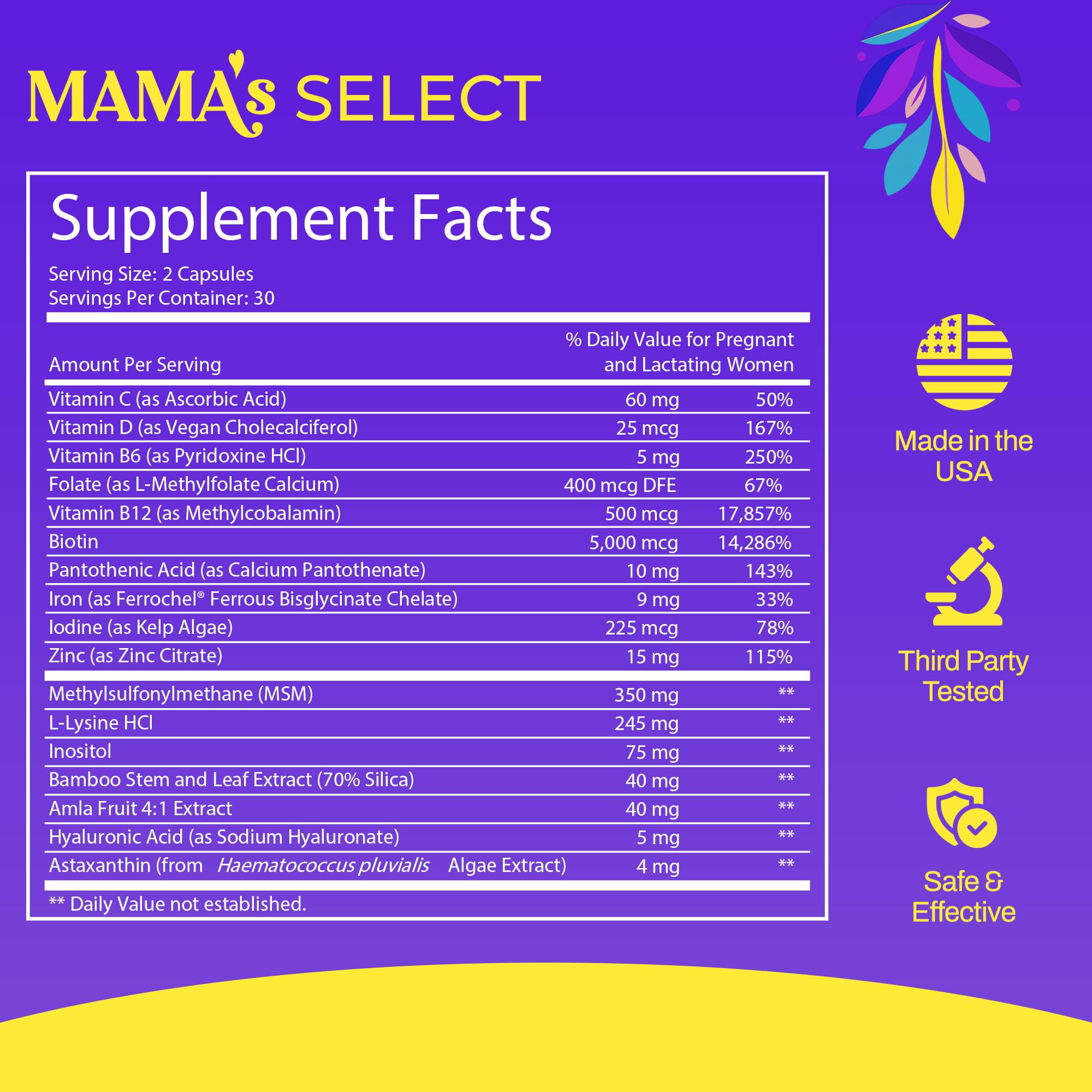 Mama's Select bottle cap and label detail highlighting nursing-safe formula