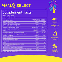 Mama's Select bottle cap and label detail highlighting nursing-safe formula