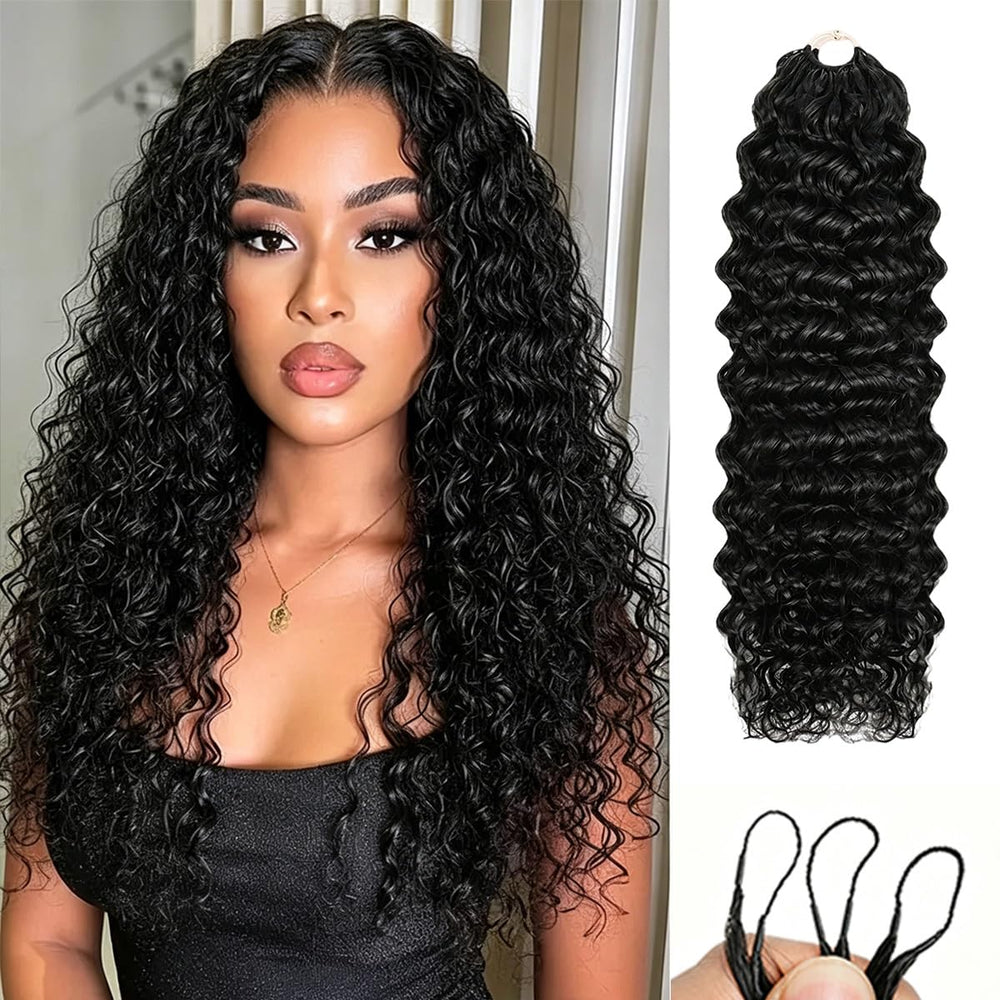 Mamushow front packaging showing 18-inch water wave bundle and natural look benefit