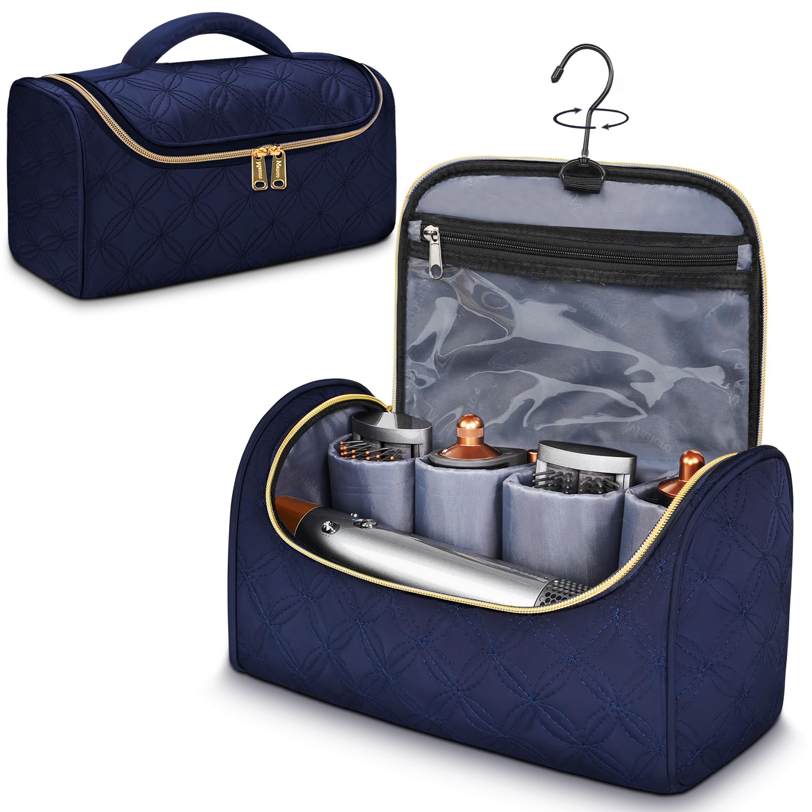 Mancro front view of blue case showing compact protective shape and travel readiness