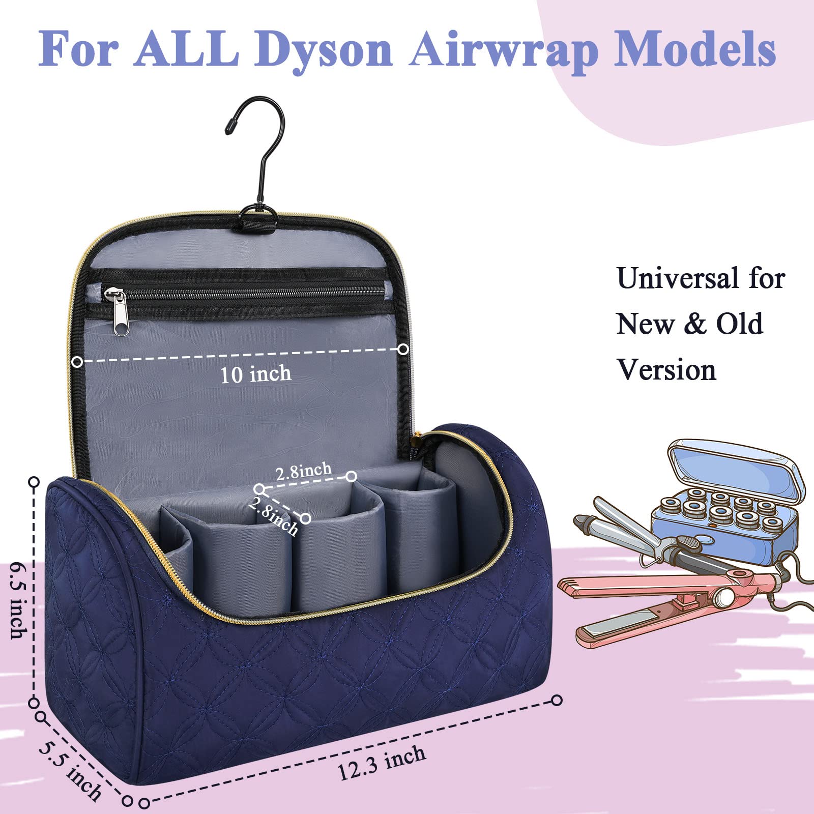 Mancro case open with Dyson Airwrap inside showing organized storage and quick access