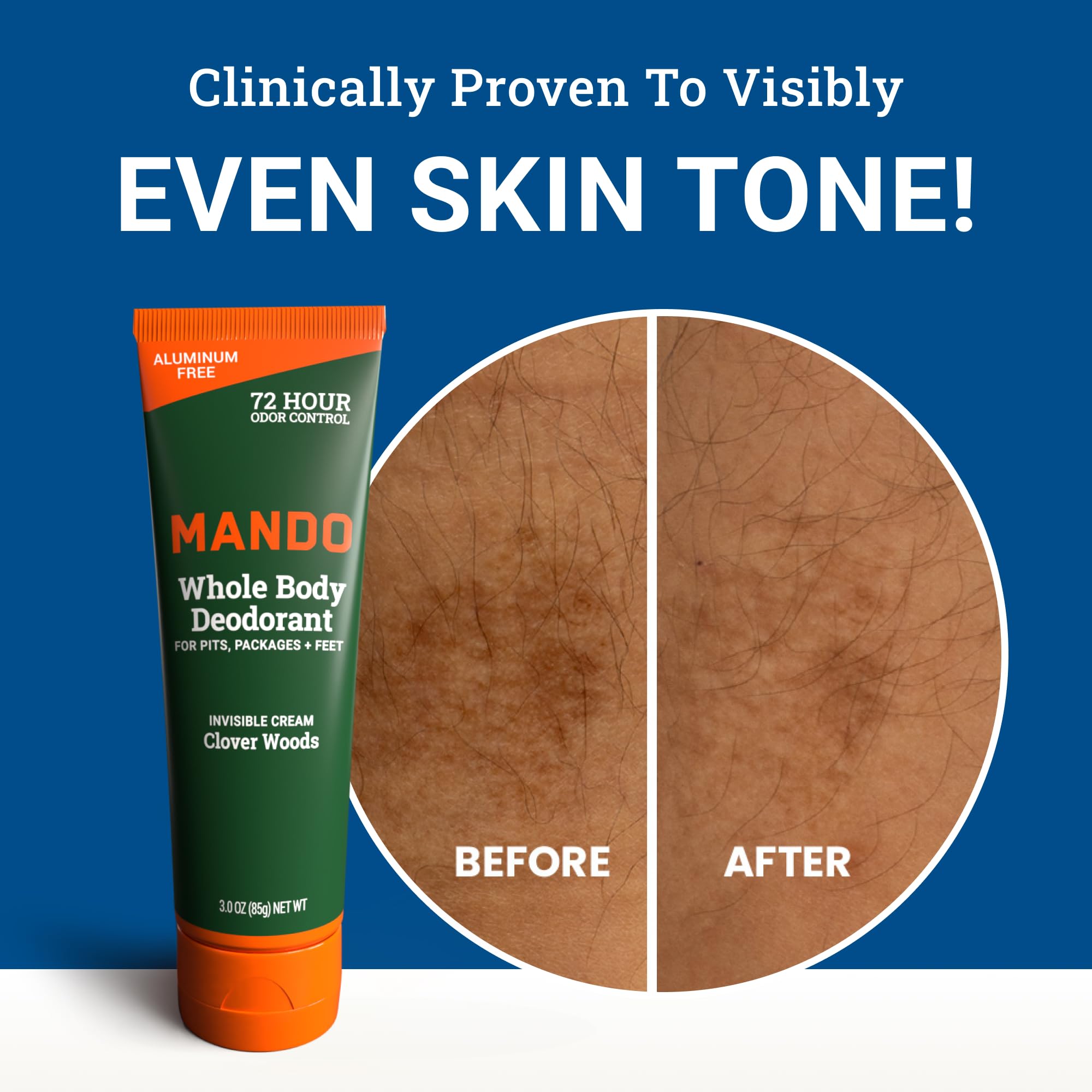 Mando 3oz tube next to common object showing size comparison benefit travel-ready