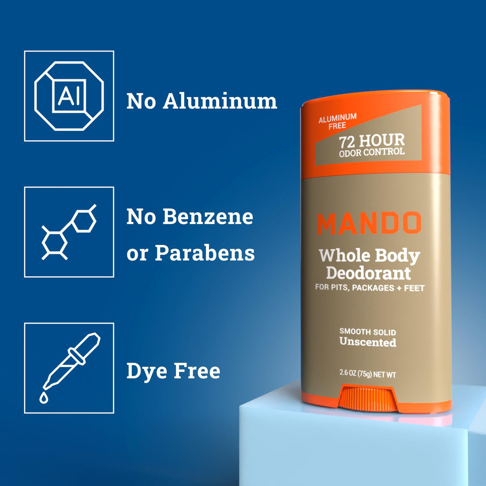 Mando application to armpit area showing targeted odor control for everyday confidence