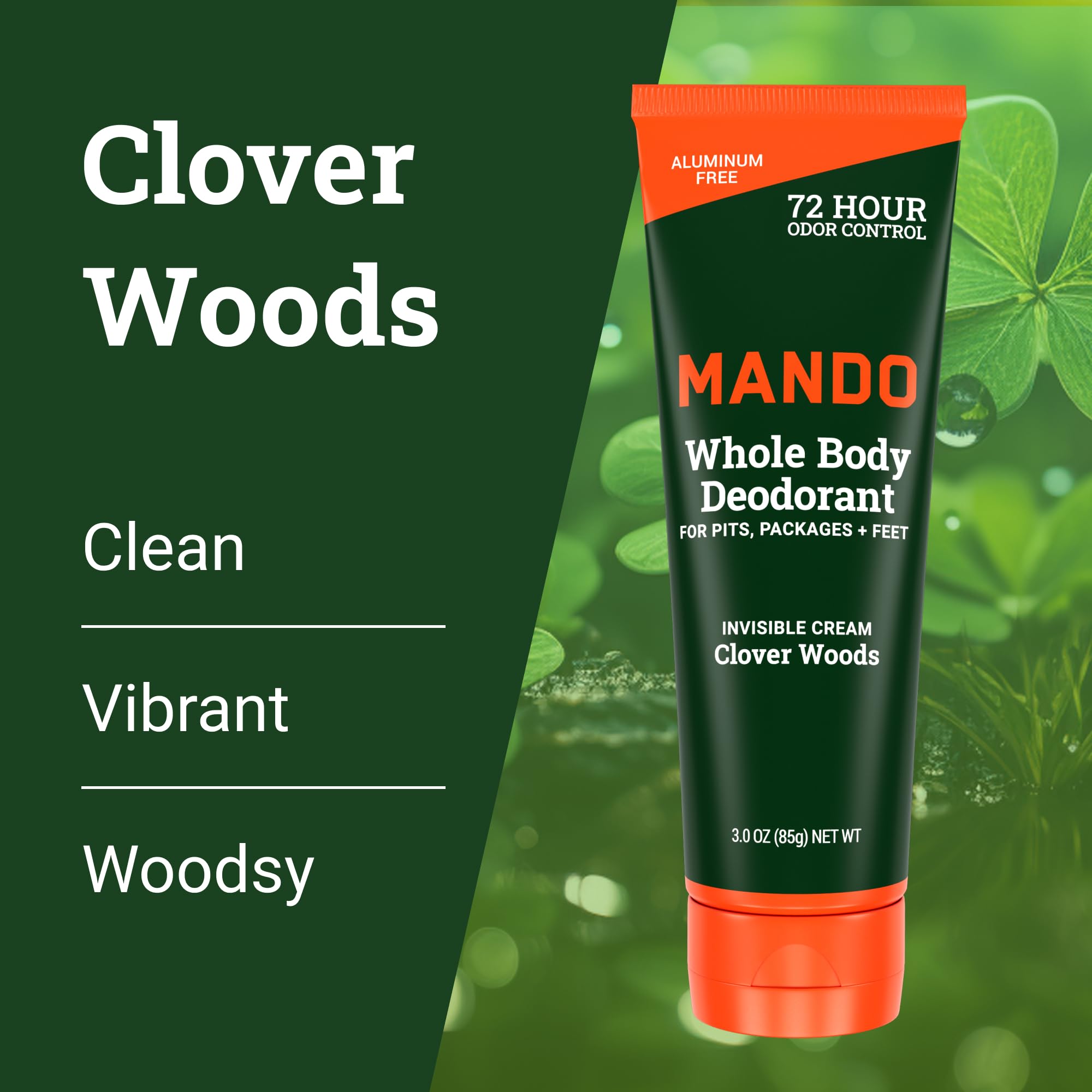 Mando applied to underarm demonstrating targeted odor control benefit long-lasting
