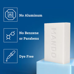 Mando bar creating rich lather in hand for effective full-body cleansing