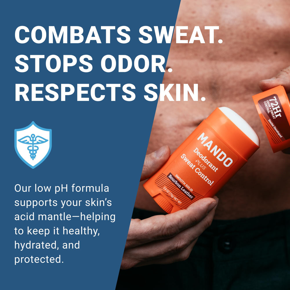 Close-up of Mando bourbon label highlighting clinical-strength and skin-safe claims