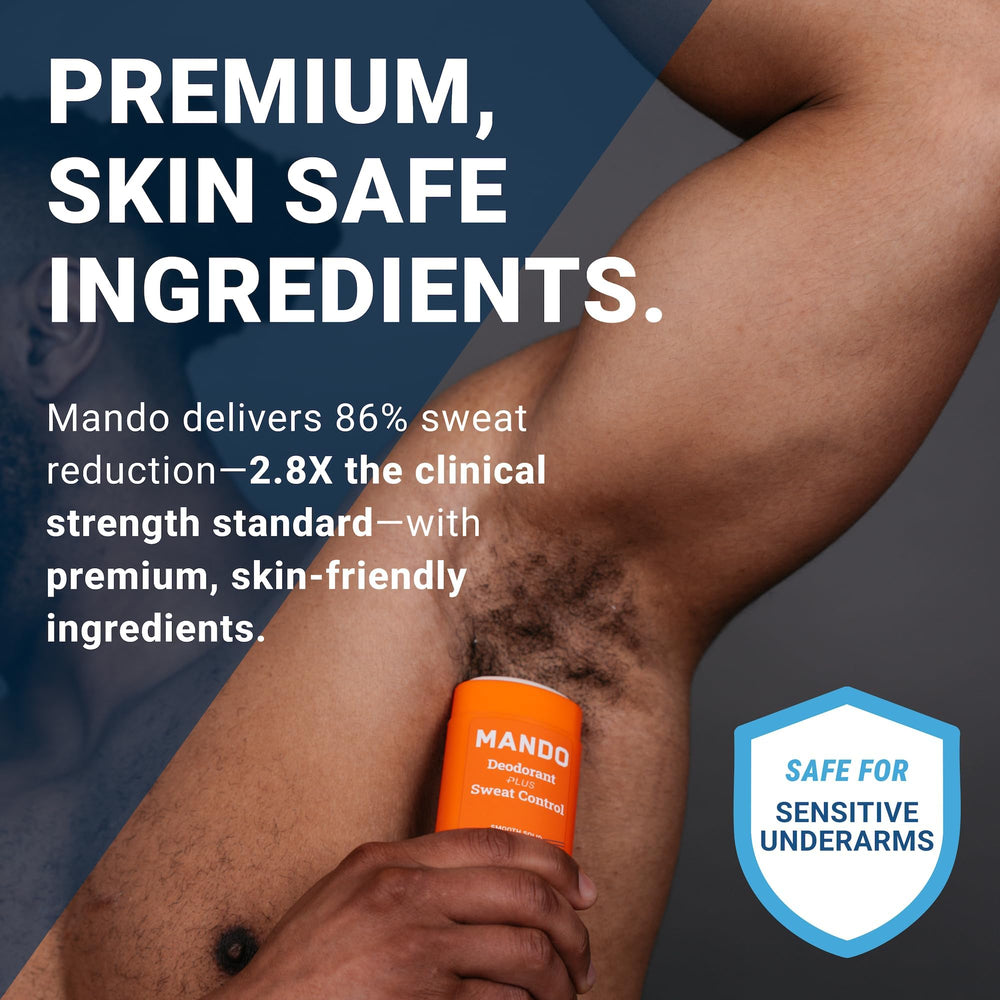 Model applying Mando bourbon underarm demonstrating easy glide and sweat control