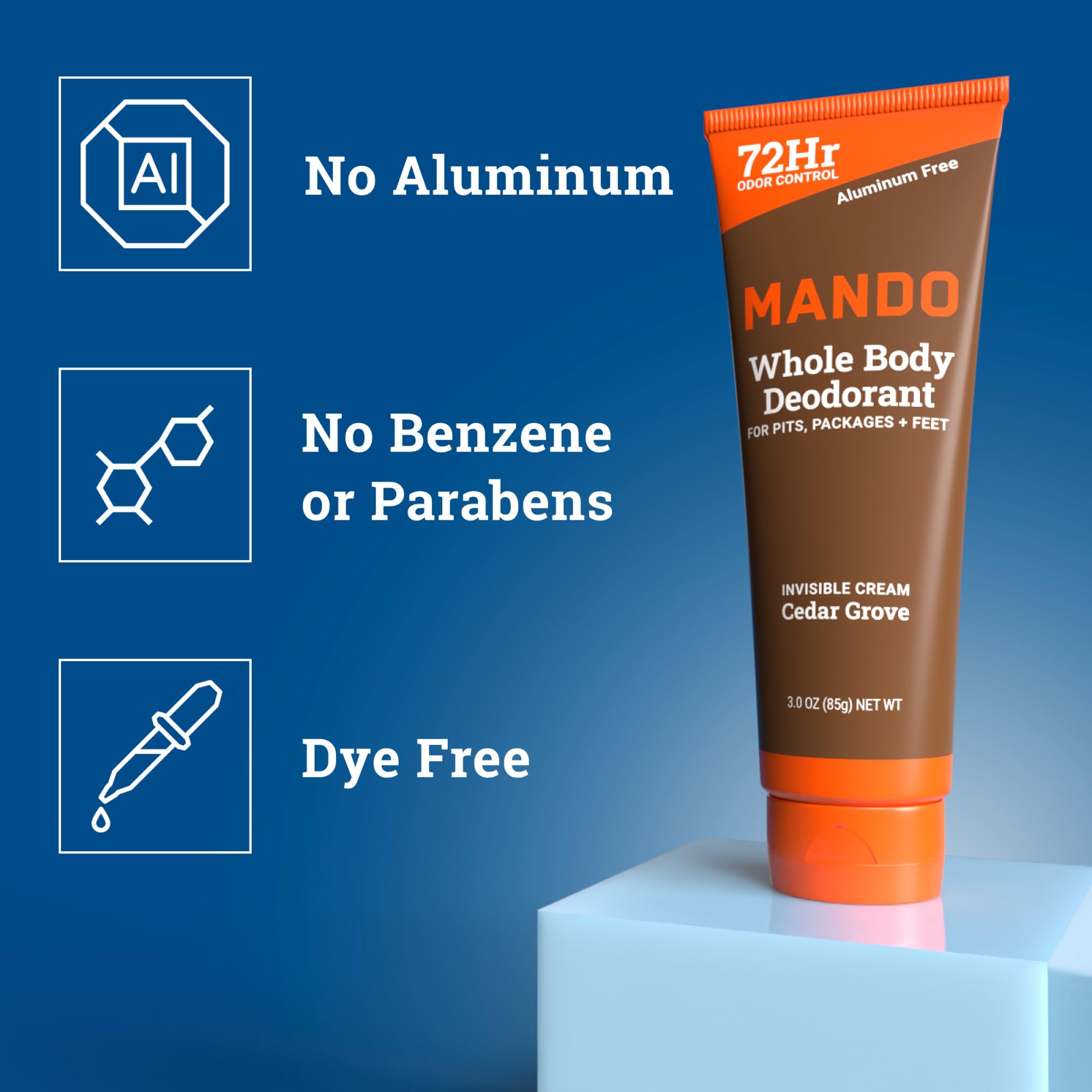 Mando close-up of cream consistency demonstrating concentrated odor control