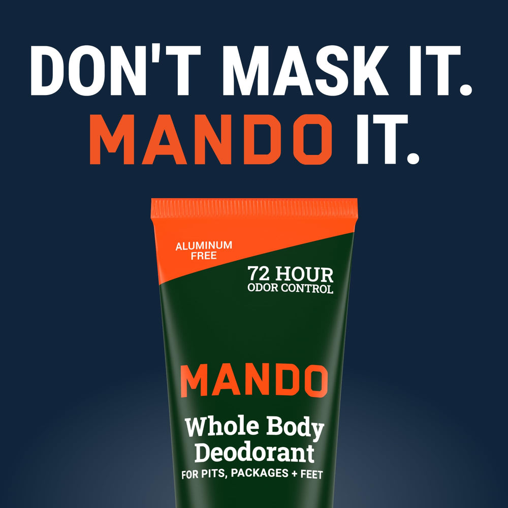 Mando being applied to feet in shower setting showing foot odor control benefit effective