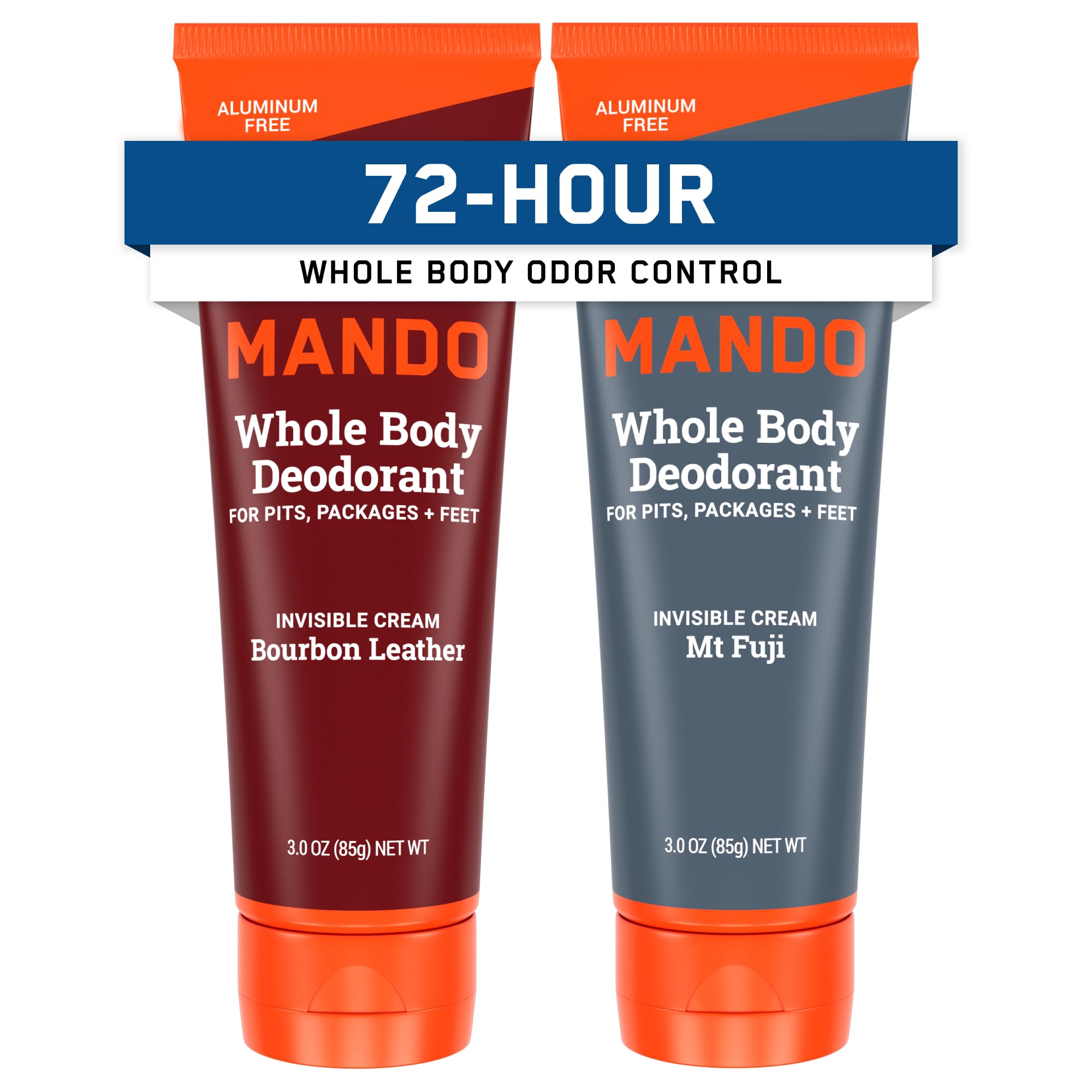Mando front packaging two 3 oz tubes showing value and travel convenience