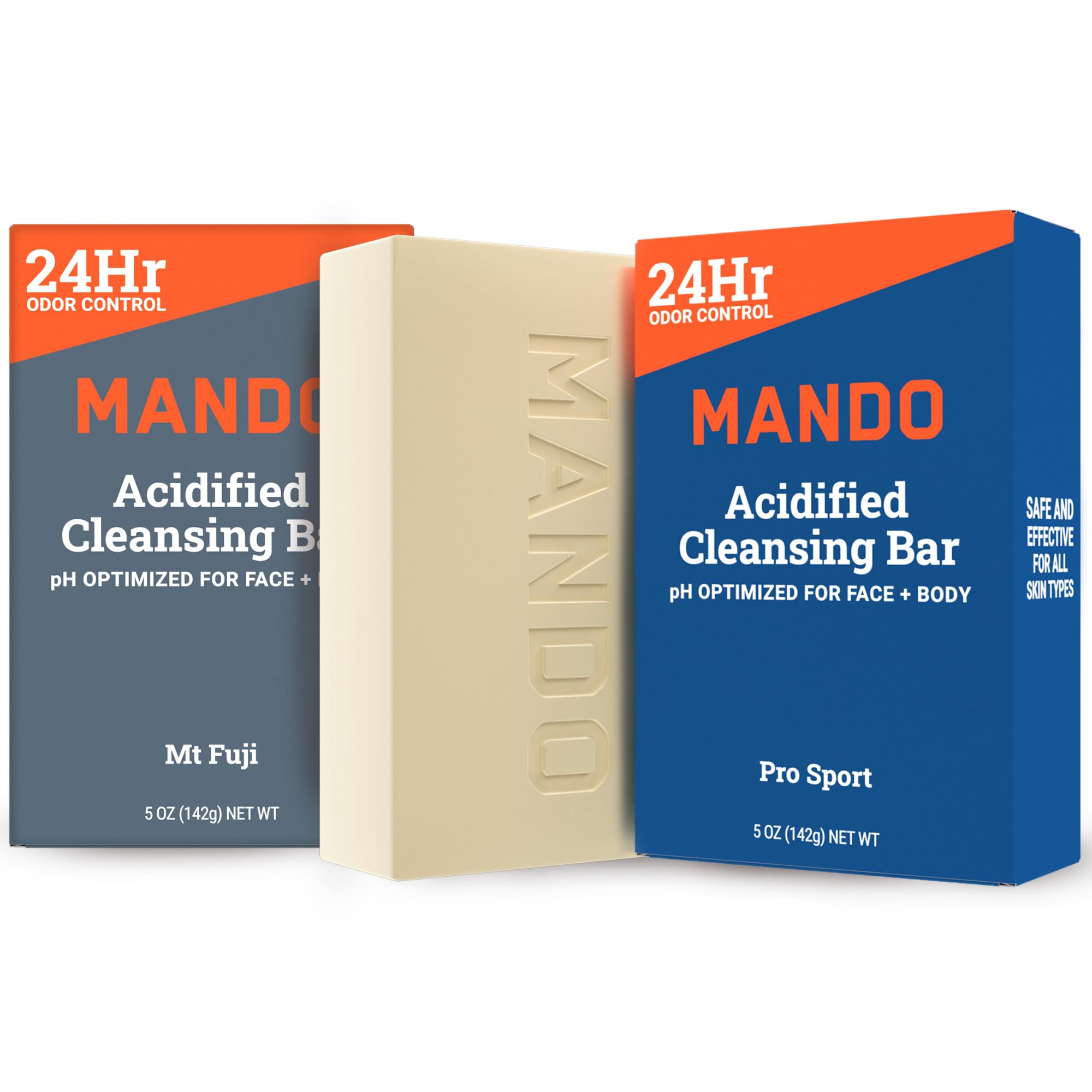 Mando front packaging showing two cleansing bars for versatile odor control