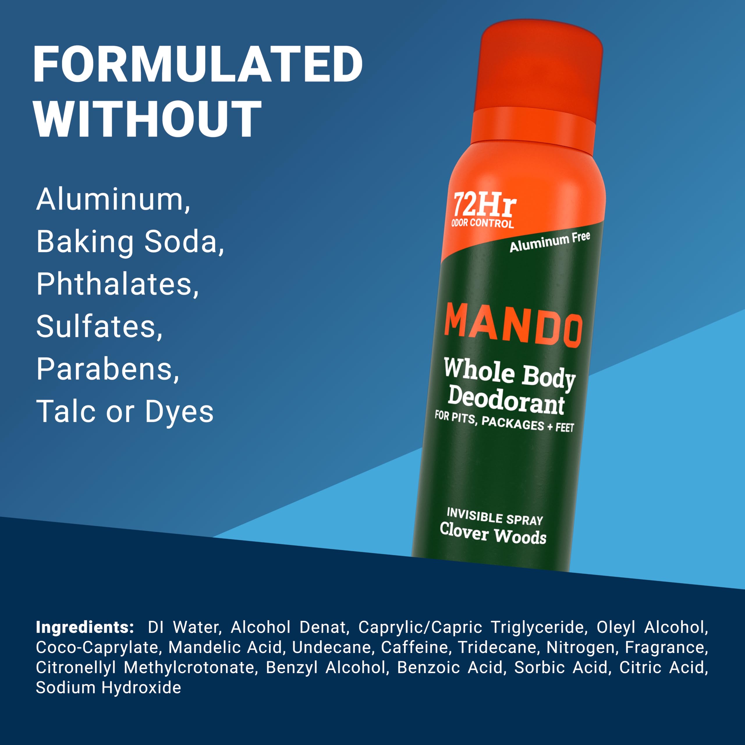 Mando being applied underarm demonstrating all-over odor control benefit