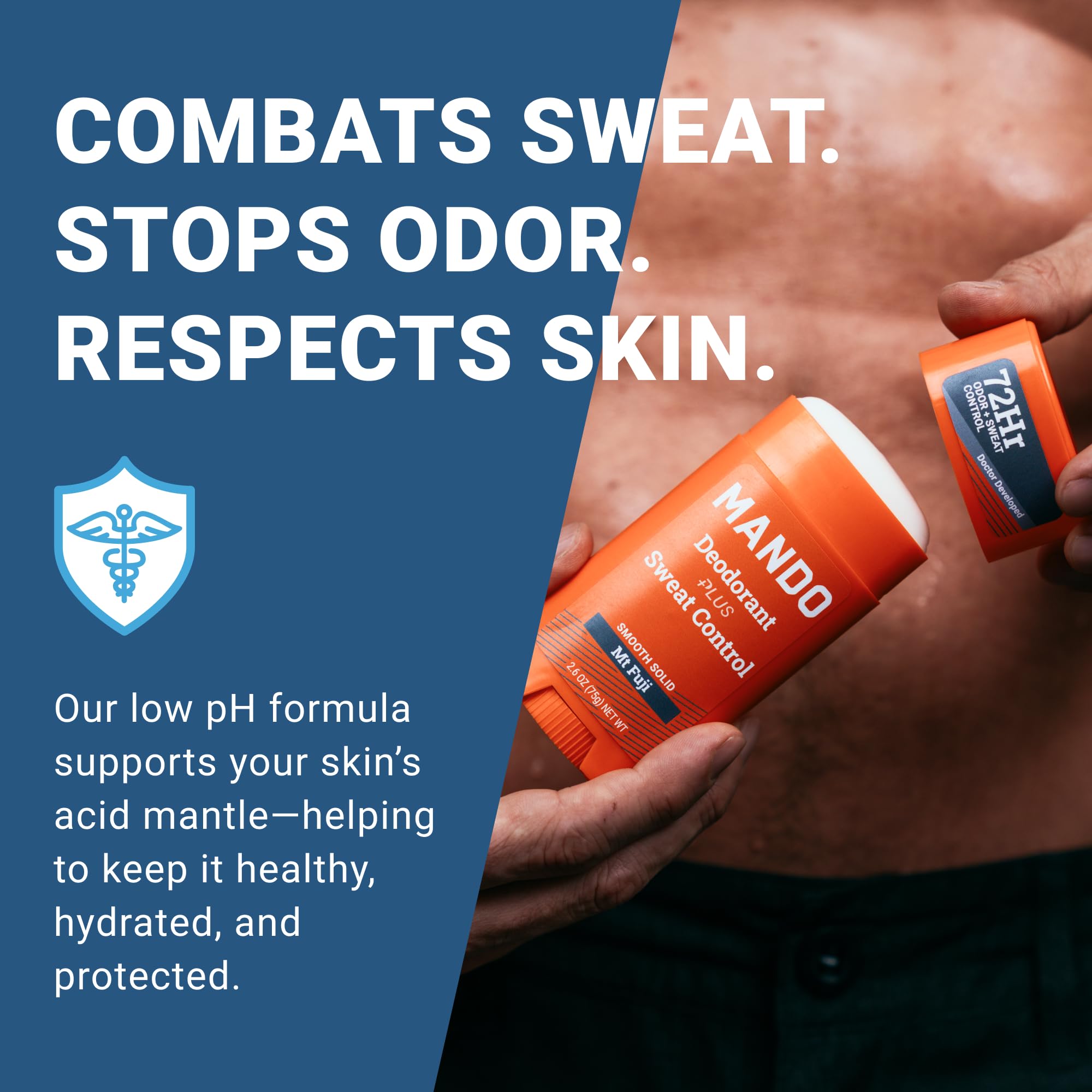 Mando label close-up highlighting ingredients and skin-safe benefits
