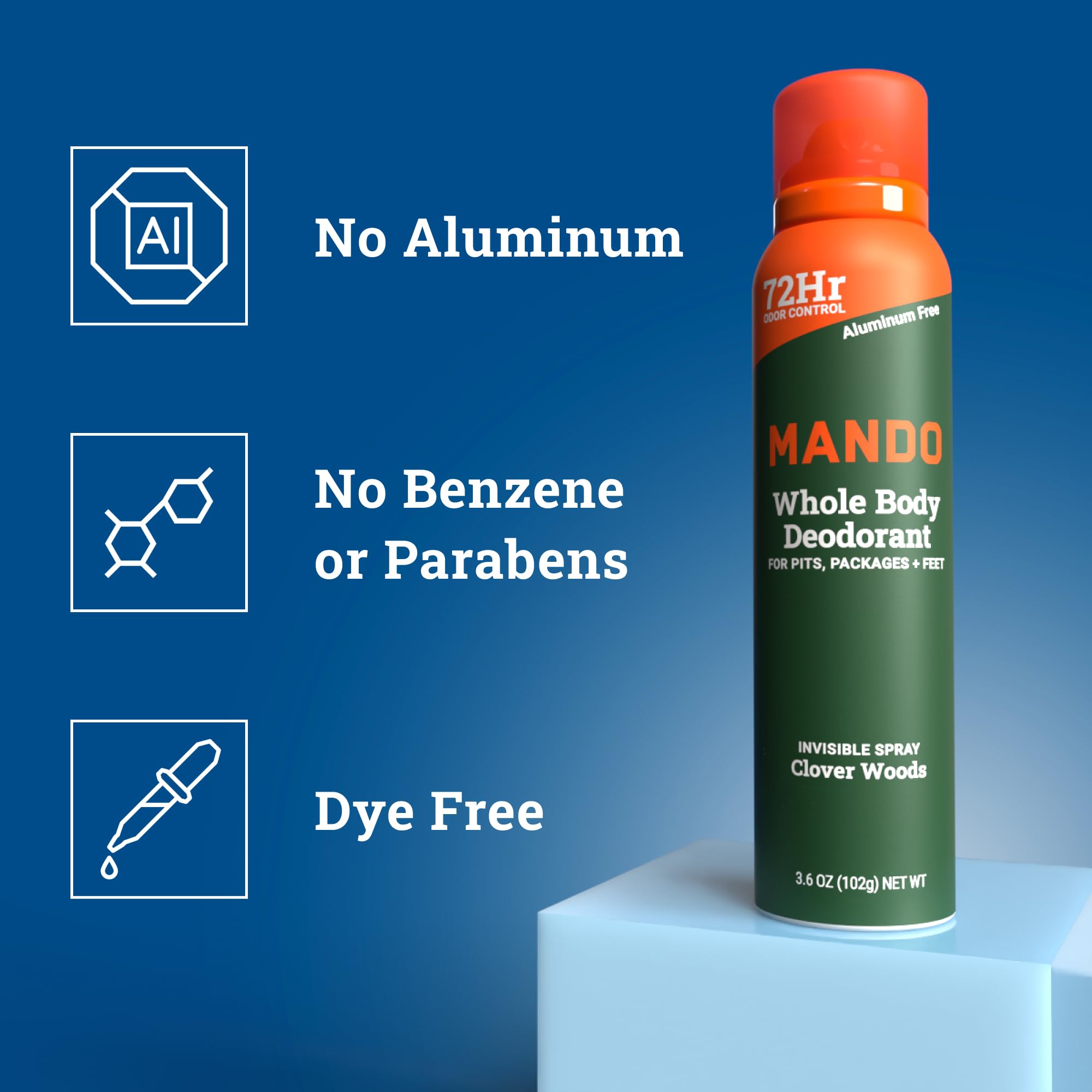 Mando label close-up highlighting hypoallergenic ingredients and safety benefit