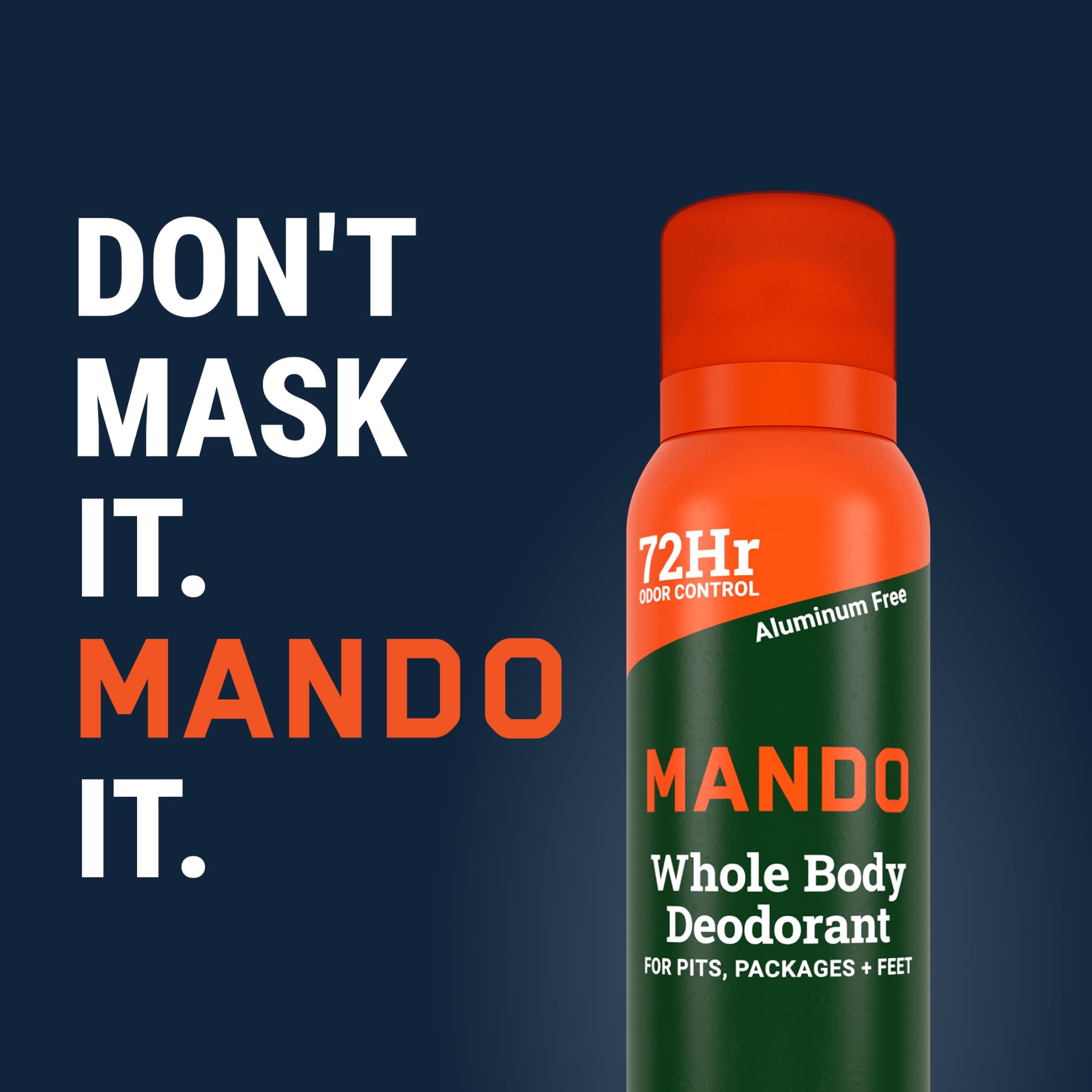 Mando on bathroom shelf lifestyle shot showing everyday grooming convenience benefit