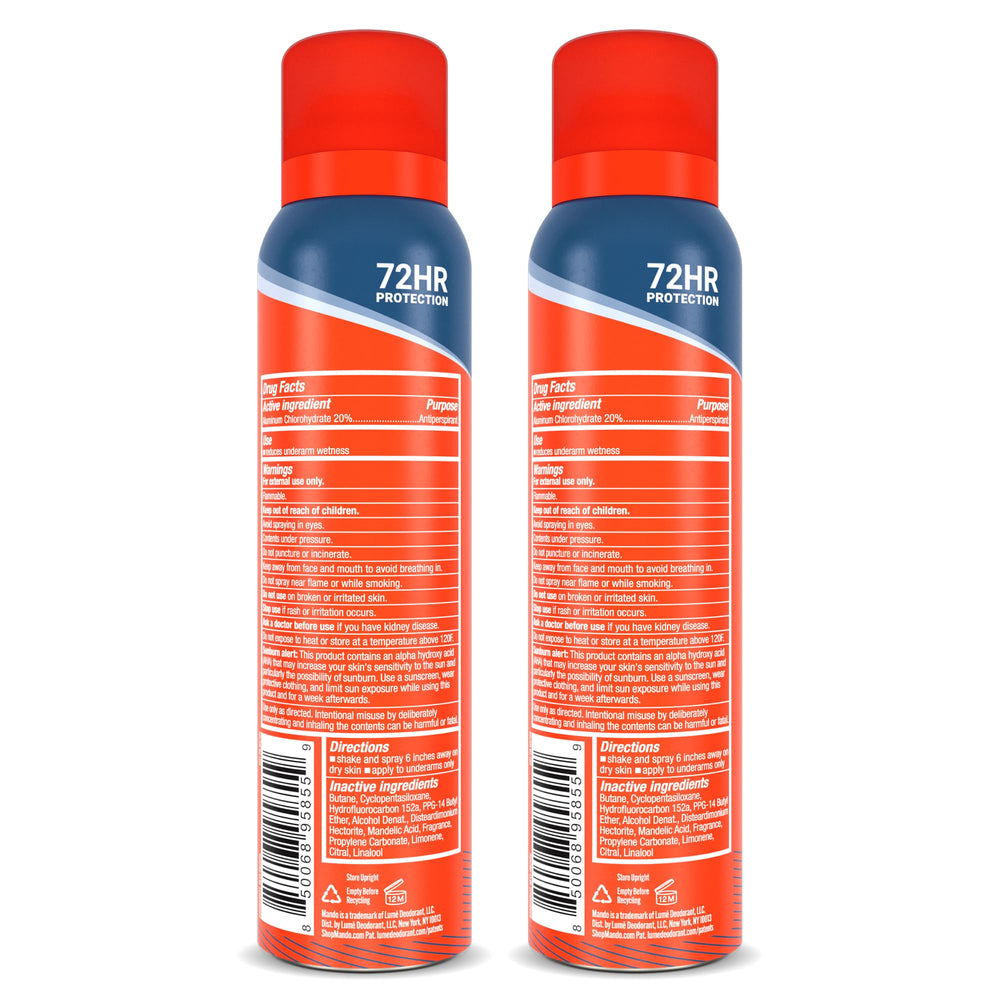 Mando dual can two‑pack arranged to show value and backup protection