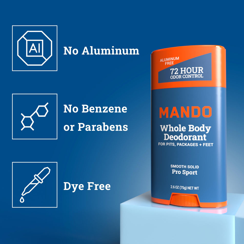 Person applying Mando solid underarm demonstrating fast, sweat-ready coverage