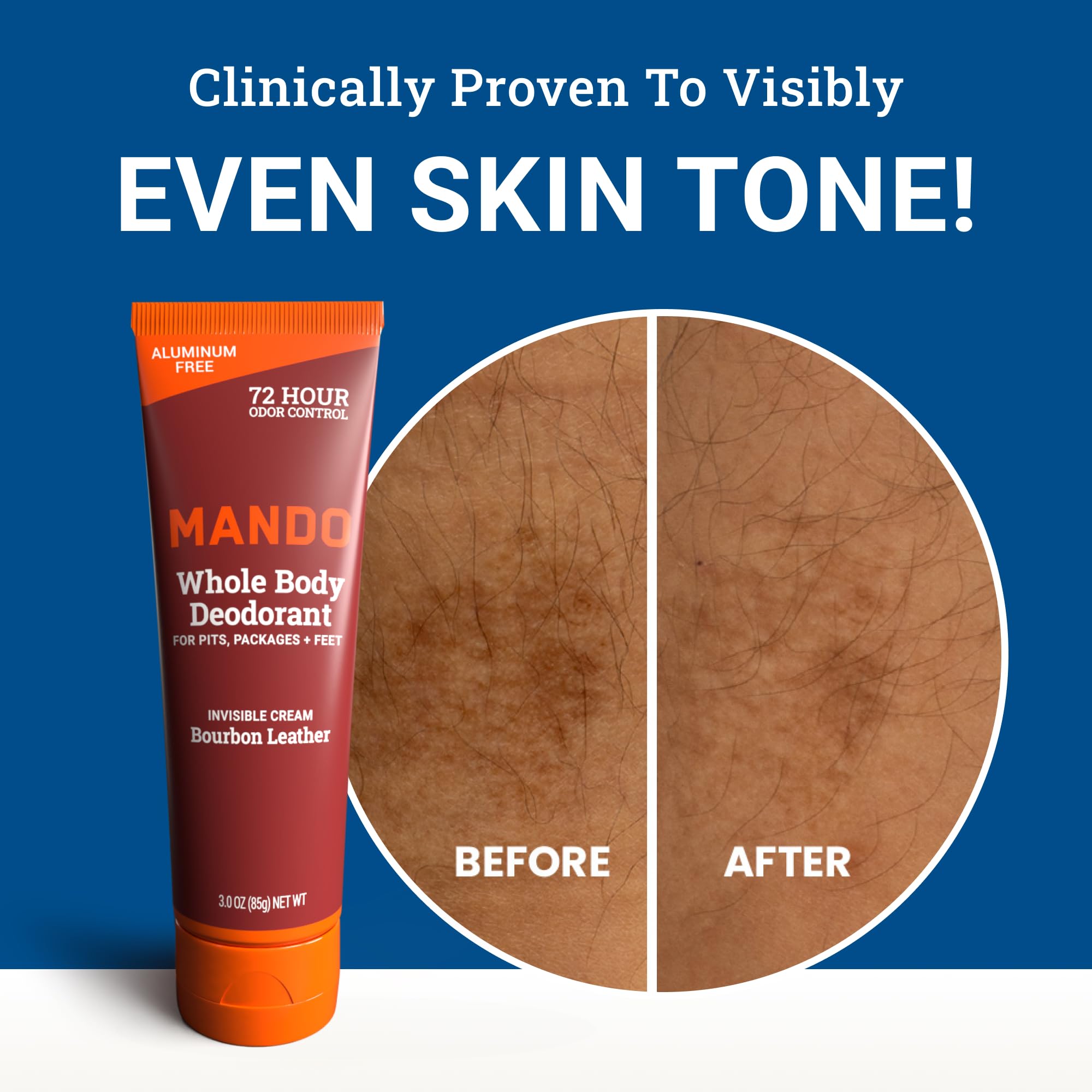 Mando applied to underarm illustrating targeted odor prevention and comfort