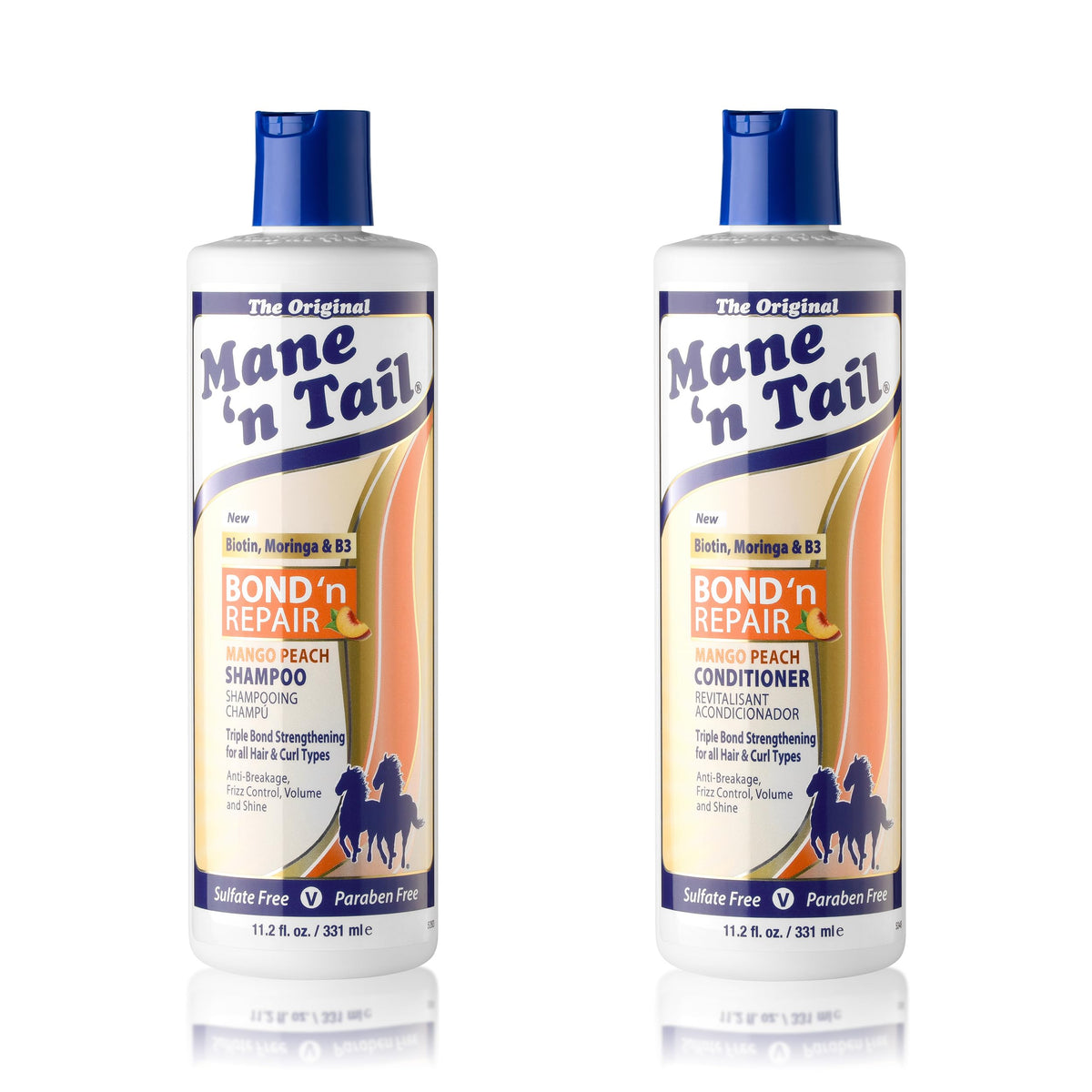 Mane 'n Tail front packaging showing duo and benefits for stronger hair