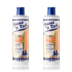 Mane 'n Tail front packaging showing duo and benefits for stronger hair