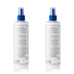 Close-up of Mane 'n Tail detangler being sprayed into hair, demonstrating gentle slip for easier combing