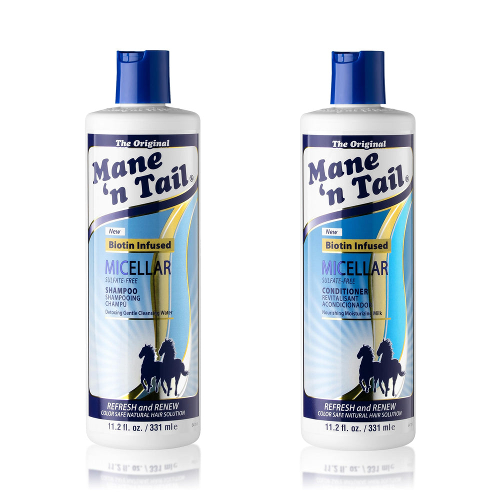Mane 'n Tail front pack shot showing bottles and clarity benefit
