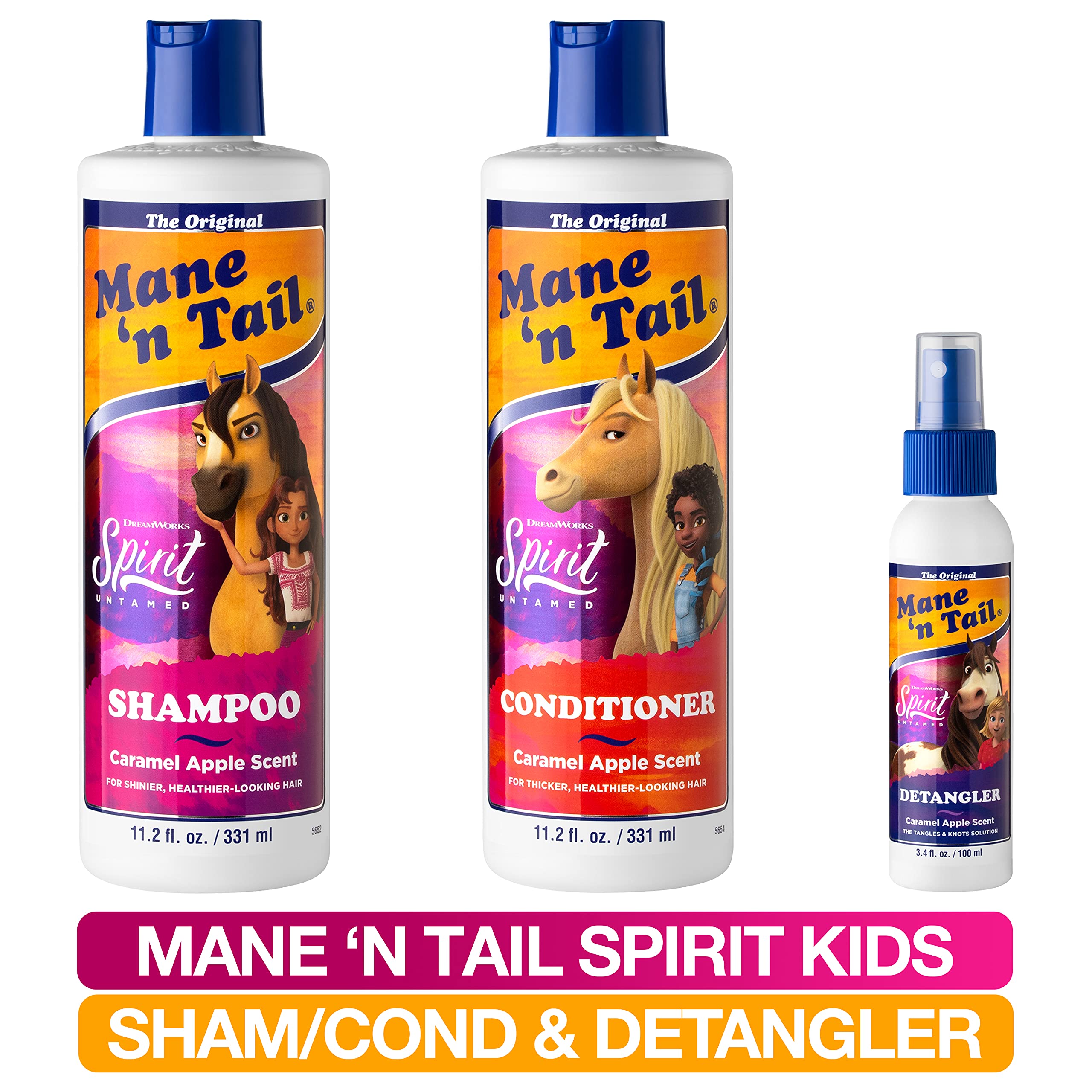 Mane 'n Tail detangler sprayed on damp hair demonstrating easier combing