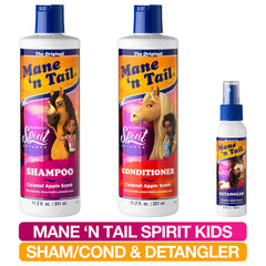 Mane 'n Tail detangler sprayed on damp hair demonstrating easier combing