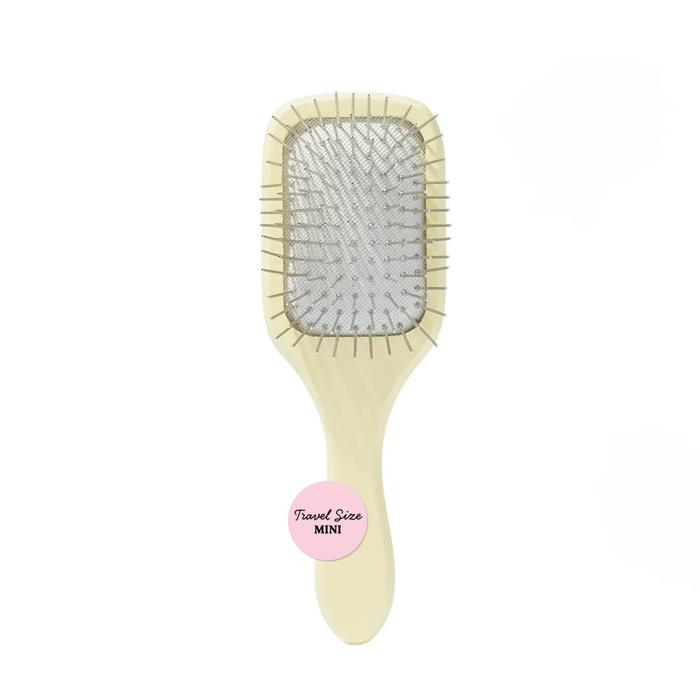 Mane mini brush front packaging shows compact detangler and benefits