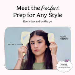 Mane mini brush in hand to show scale and travel-ready convenience