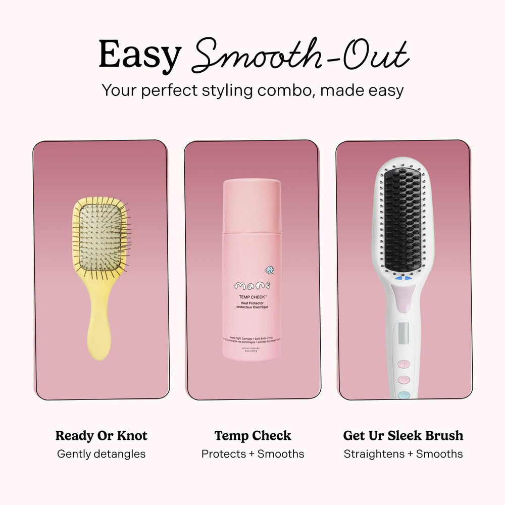 Mane mini brush with travel pouch for on-the-go touch-ups