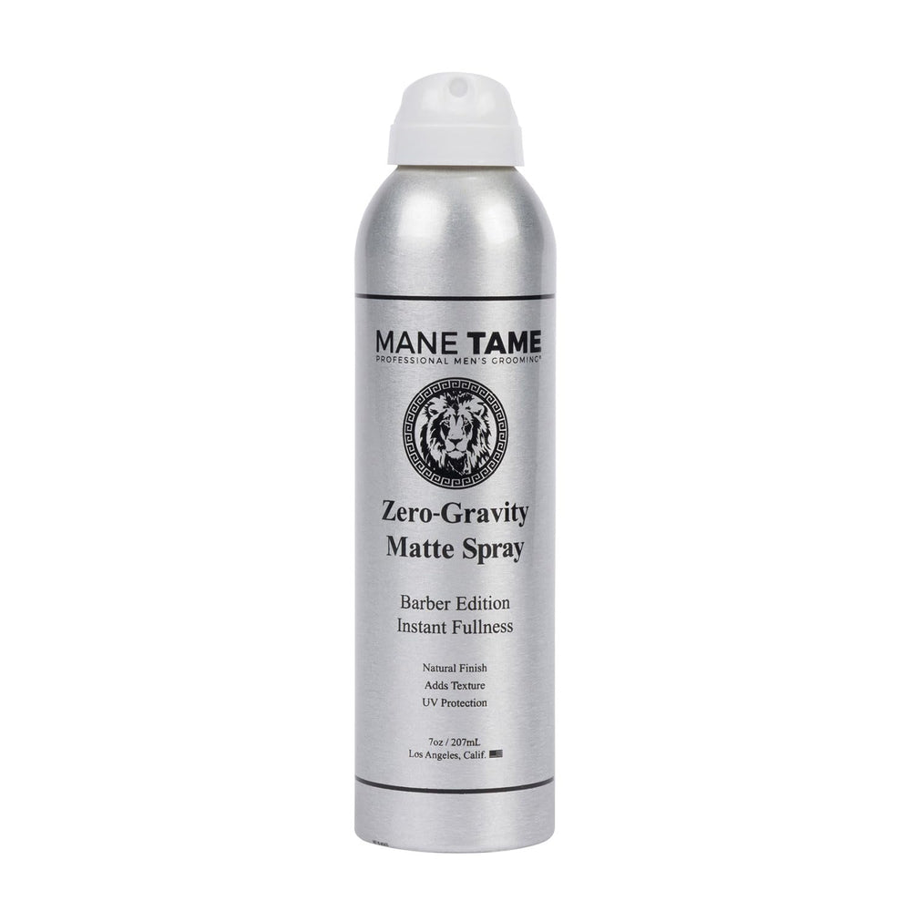 Mane Tame front packaging showing 7oz matte spray and product branding benefits