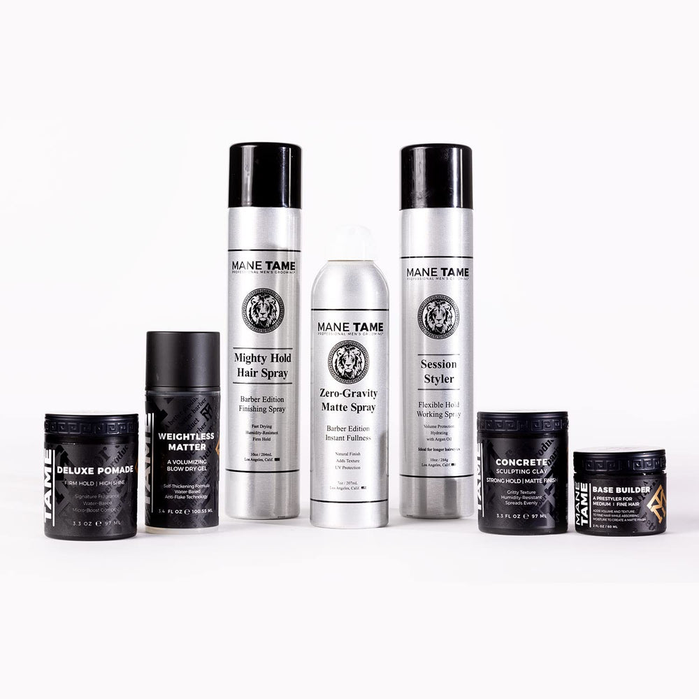 Mane Tame held in hand to show 7oz size and travel-friendly convenience