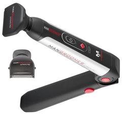 MANGROOMER front view showing full shaver and two attachments for easy grooming