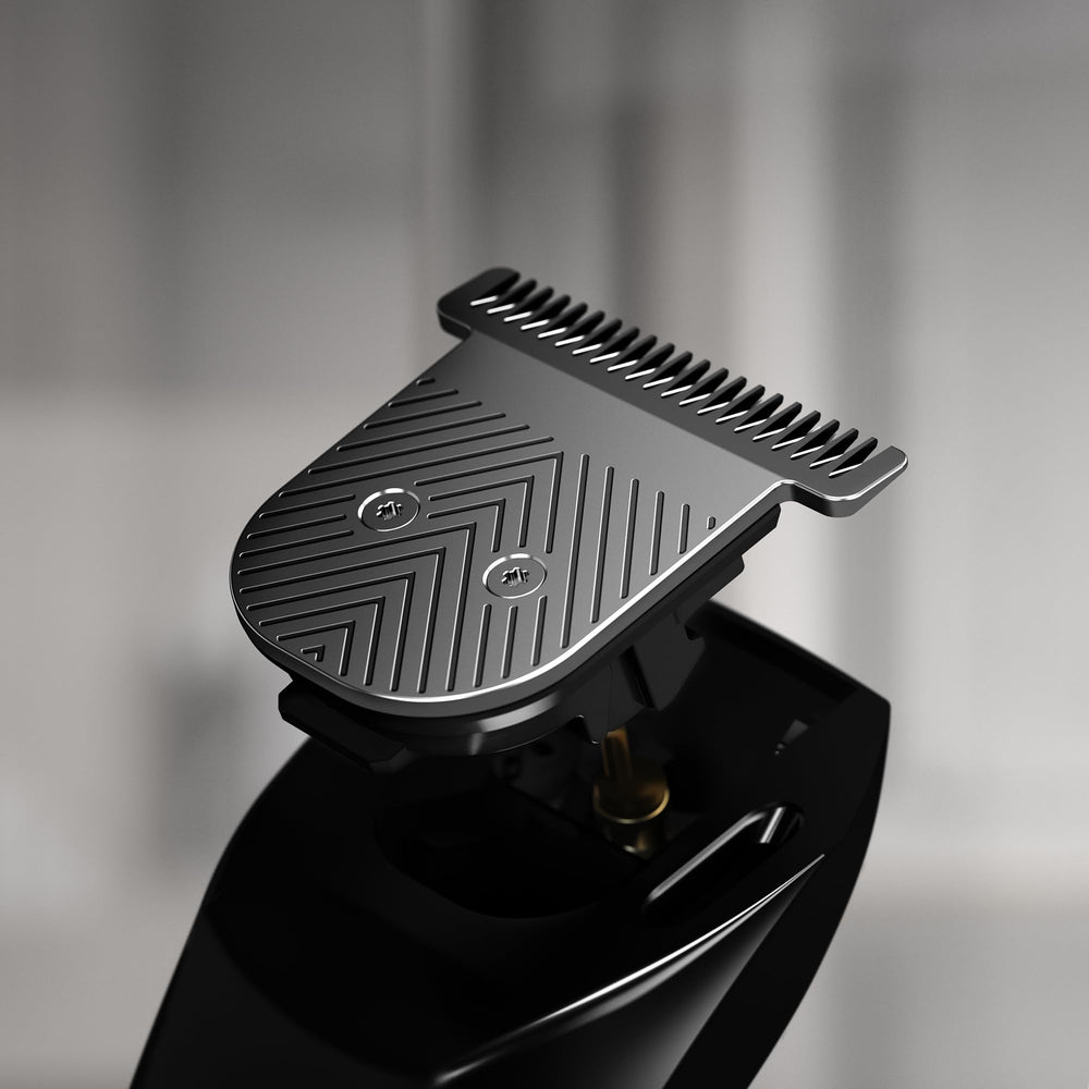 MANSCAPED close-up of titanium-coated T-blade edge for long-lasting sharpness benefit