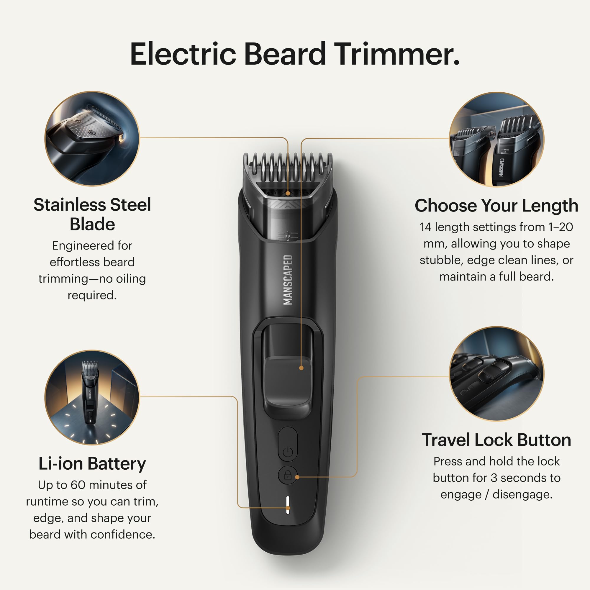 MANSCAPED Beard Hedger PLUS side profile showing ergonomic grip and balance