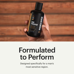 MANSCAPED hand applying product illustrating easy, lightweight protection
