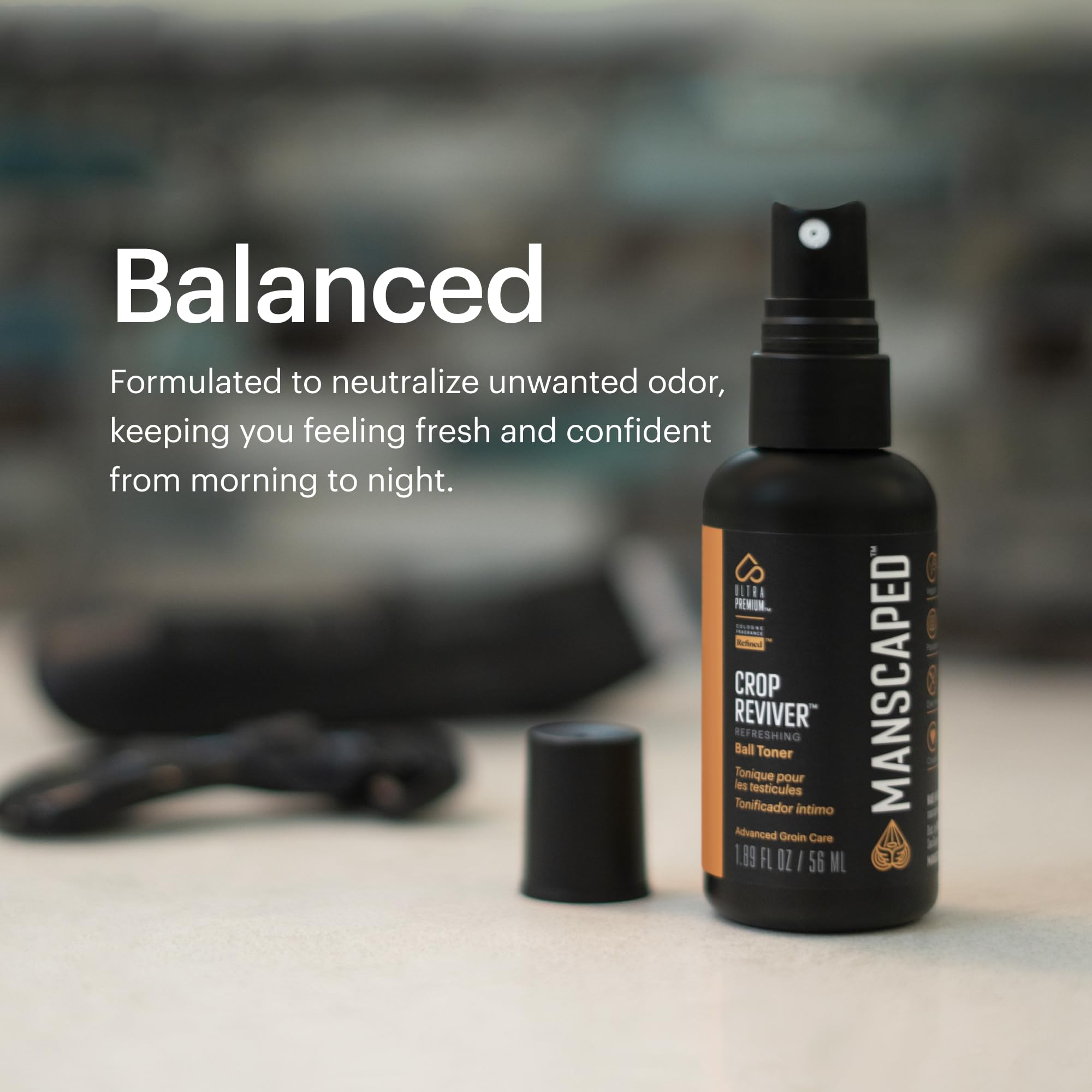 MANSCAPED product staged beside grooming tools to show post-trim use