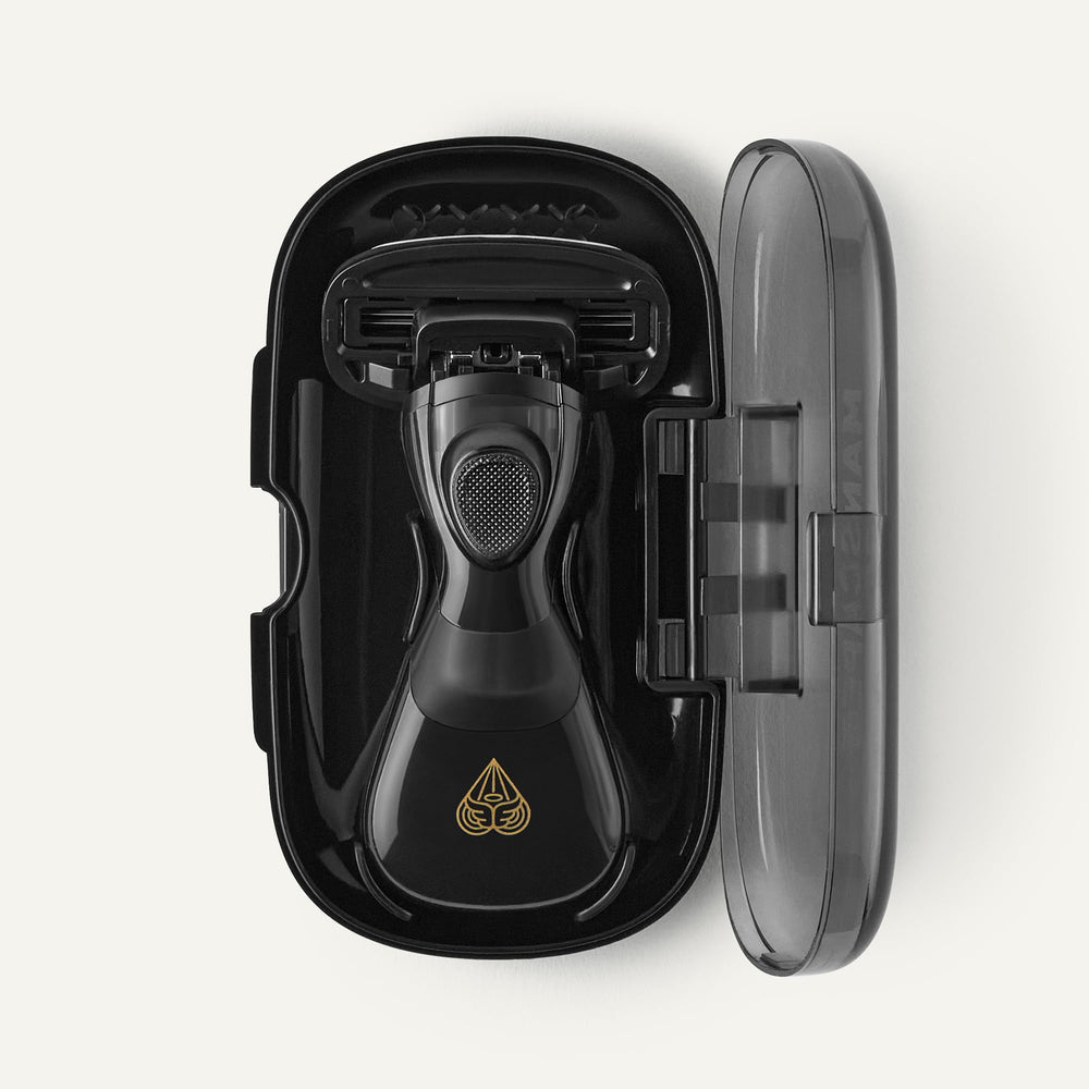 MANSCAPED size comparison with standard razor showing travel-friendly profile