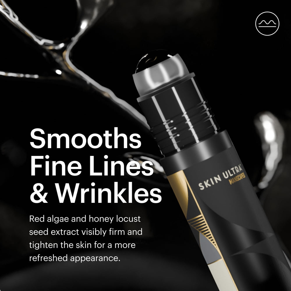MANSCAPED applying rollerball under eye to reduce puffiness and refresh