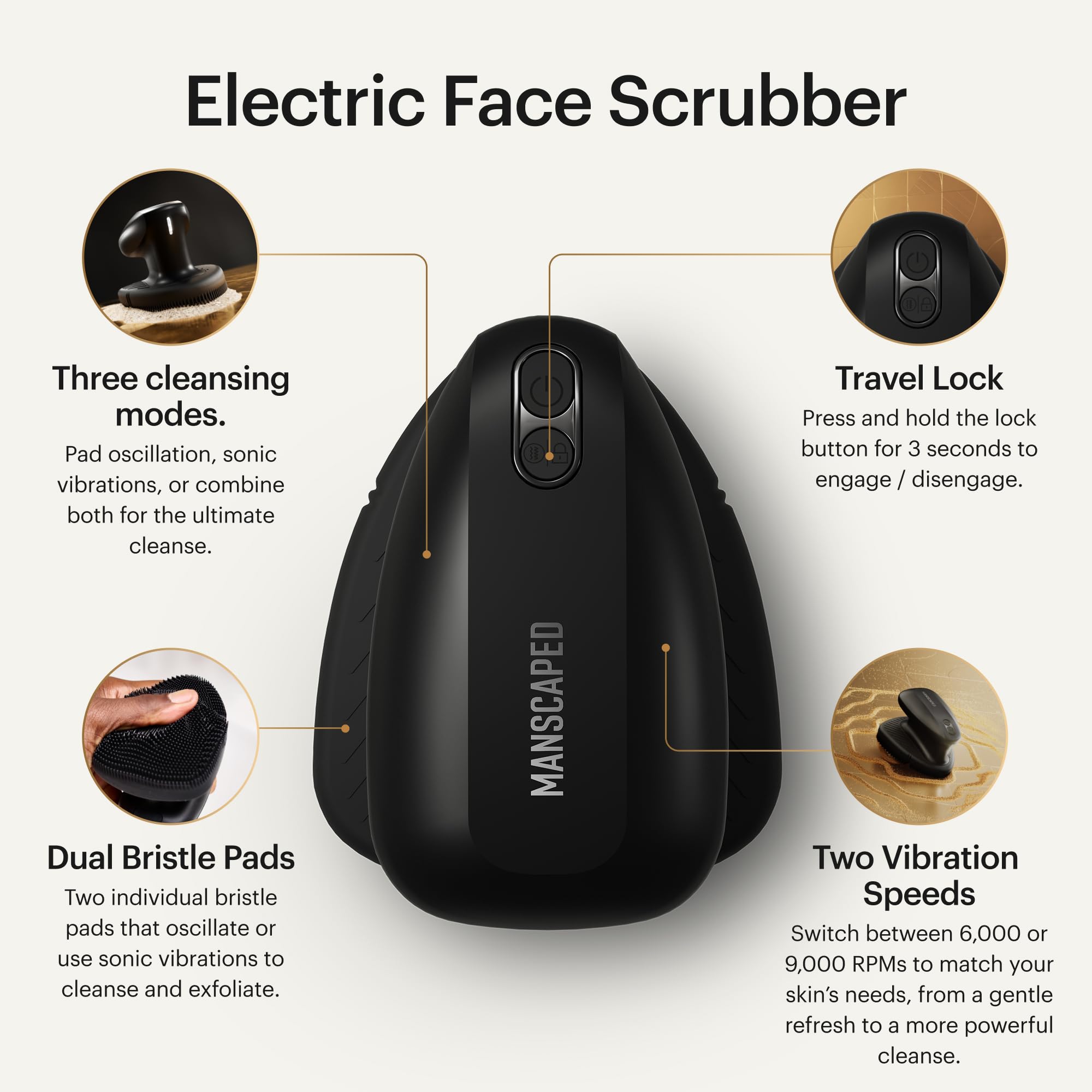 MANSCAPED Face Buffer PRO side profile highlighting slim design for comfortable grip