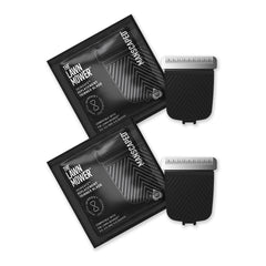 MANSCAPED front view of replacement blade pack showing two cartridges and benefit quick swap