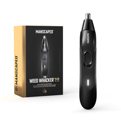 MANSCAPED Weed Whacker 2.0 front view showing compact trimmer and benefits