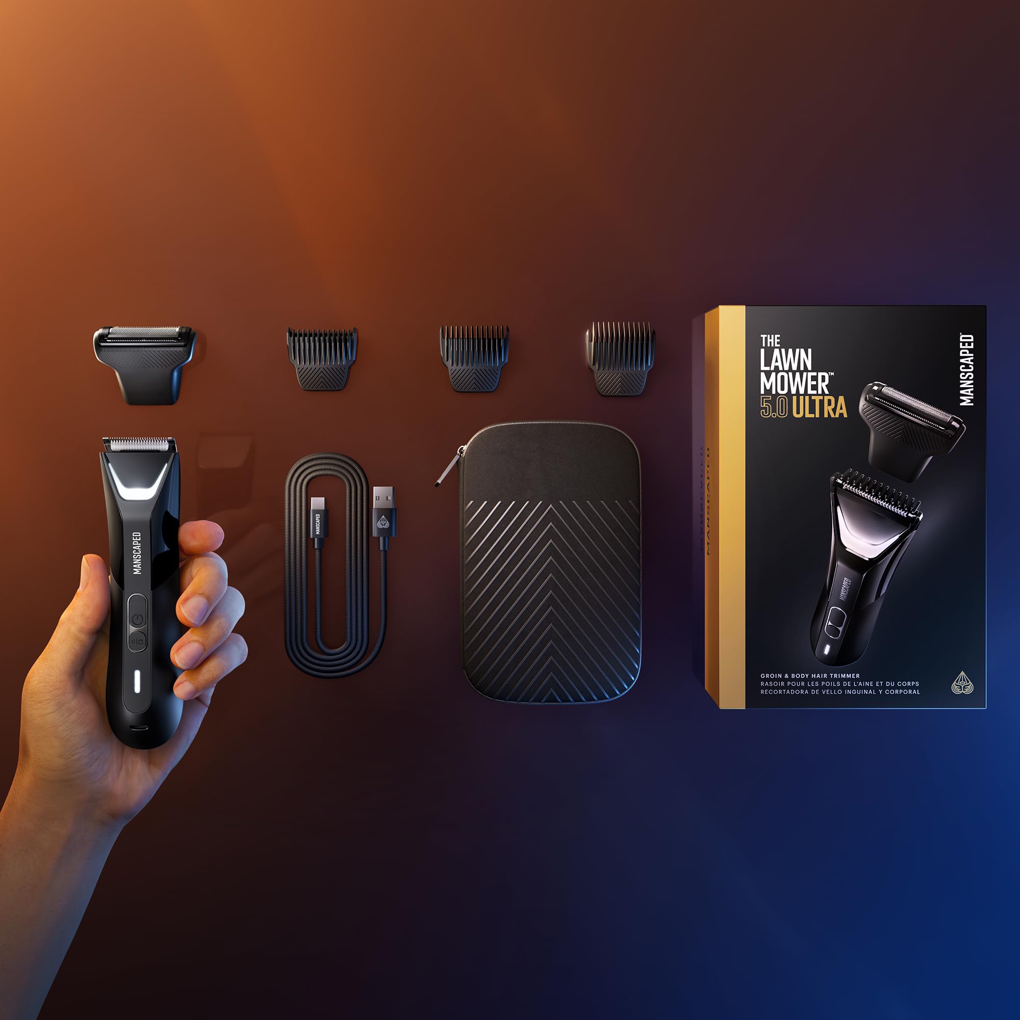 MANSCAPED with travel pouch and accessories illustrating portability for travel