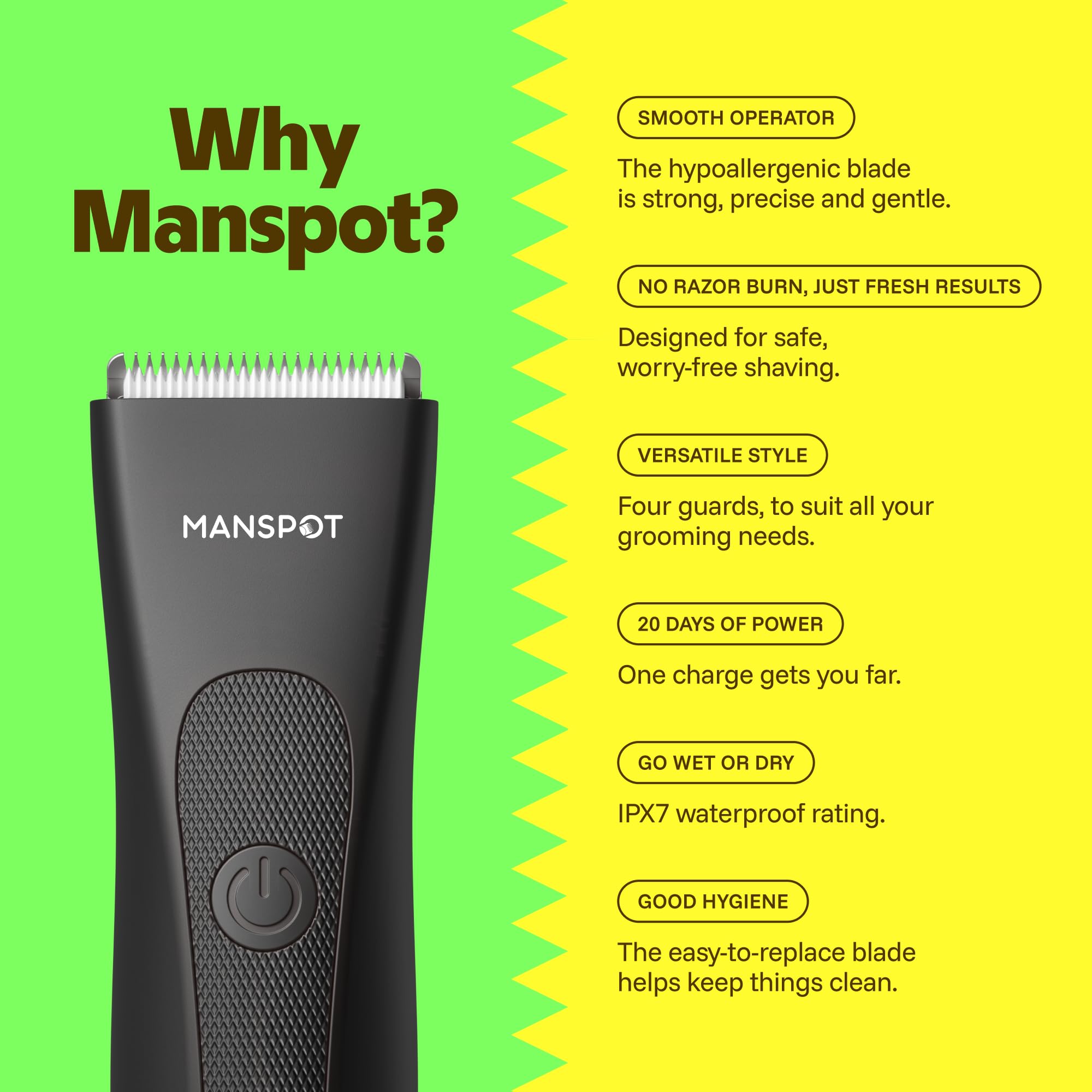 MANSPOT close-up of SpotGlide blade demonstrating smooth wider cutting surface benefit