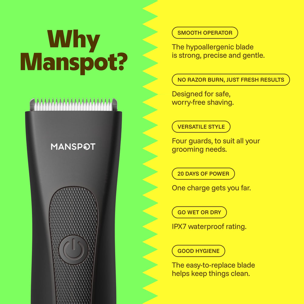 MANSPOT close-up of SpotGlide blade demonstrating smooth wider cutting surface benefit