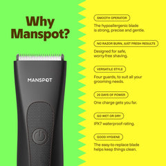 MANSPOT close-up of SpotGlide blade demonstrating smooth wider cutting surface benefit