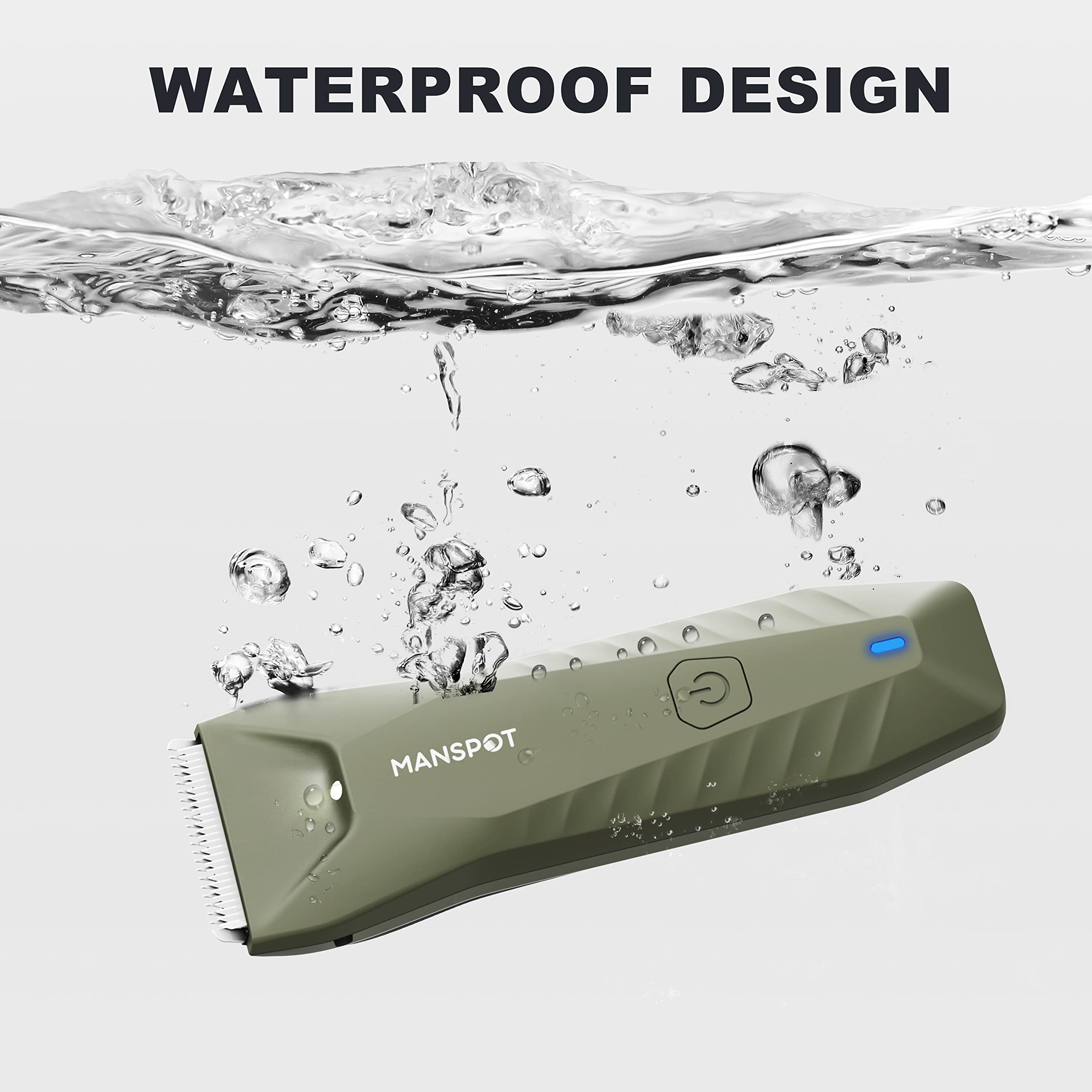 MANSPOT being used in shower to show waterproof convenience and easy rinse