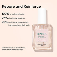 Manucurist S.O.S Base Coat brush applying a strengthening layer for brittle nails