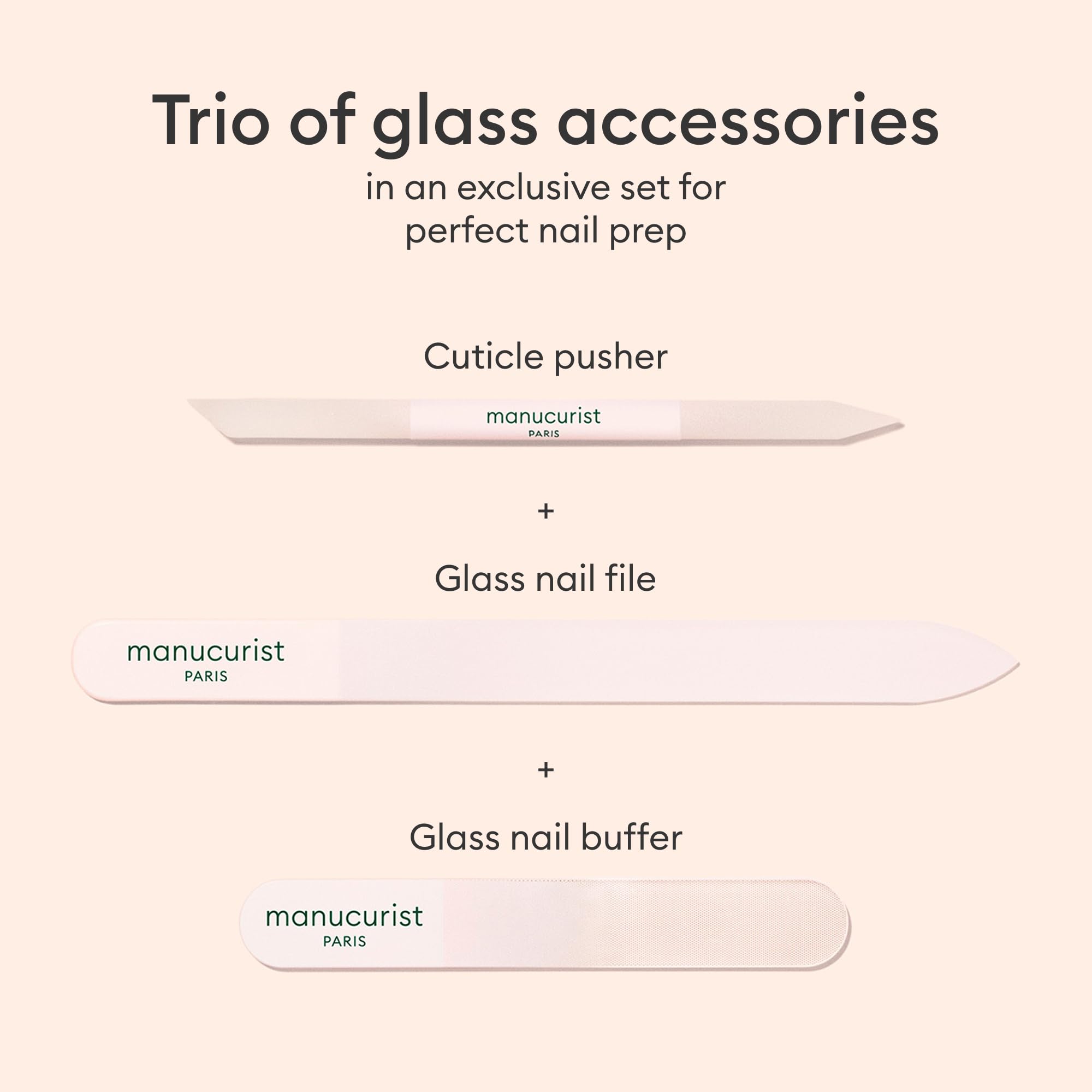 Manucurist glass buffer polishing a nail surface for natural shine and smooth finish benefit